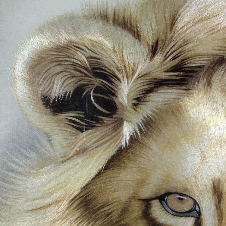 品绣者湘绣吴峣工笔作品动物雄风狮子雄狮单面绣客厅装饰画卧室书房