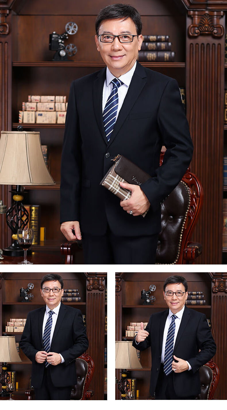 老爷车【儒雅绅士】爸爸西装套装男士职业正装商务礼服婚礼父亲中老年
