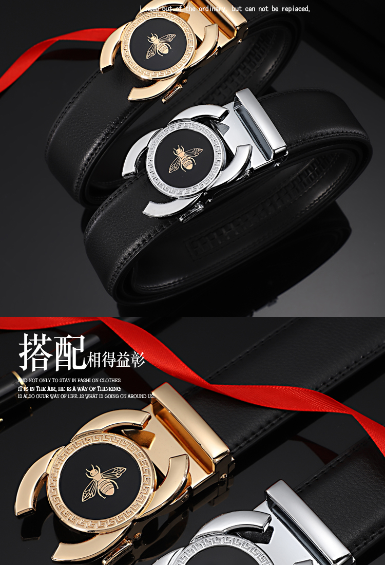 ck皮带皮带男士小蜜蜂皮带网红百搭ins风牛皮腰带情侣款男女腰带礼盒