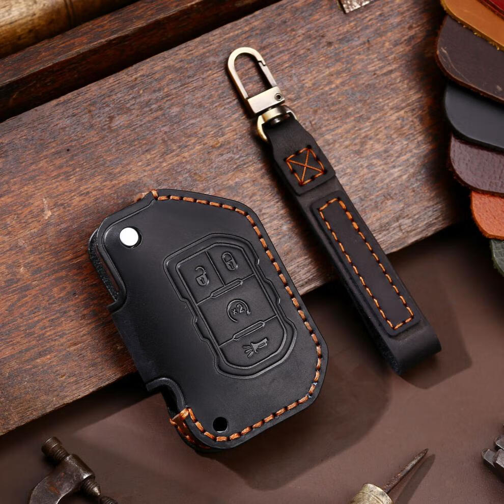 适用于jeep吉普牧马人纯手工高端头层牛皮钥匙套c1662键棕色