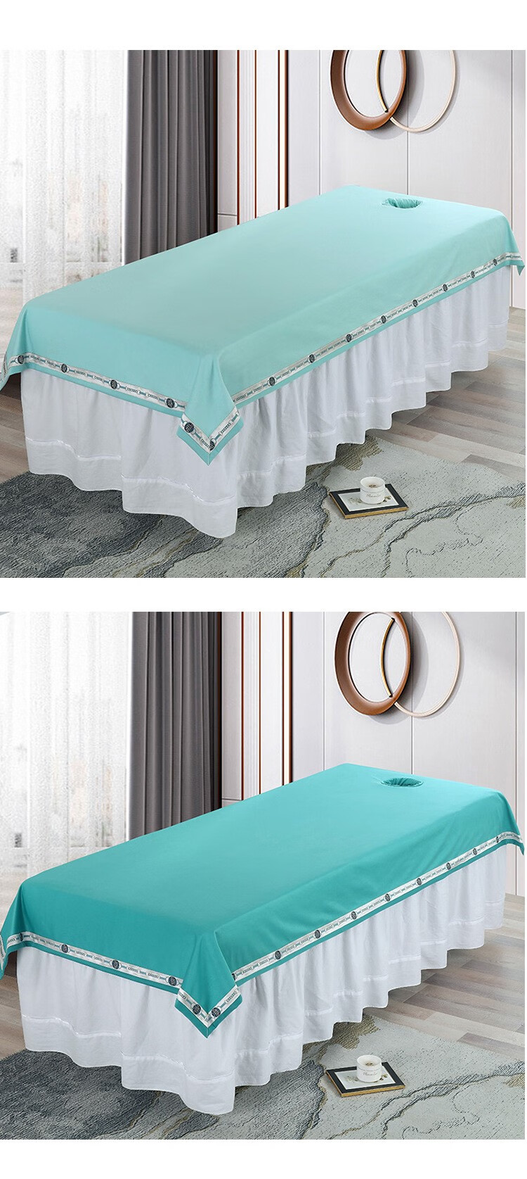 荷兰尼纯色床罩床单开洞美容院足浴按摩推拿专用带孔通用小潘 深蓝色 220*120不开洞