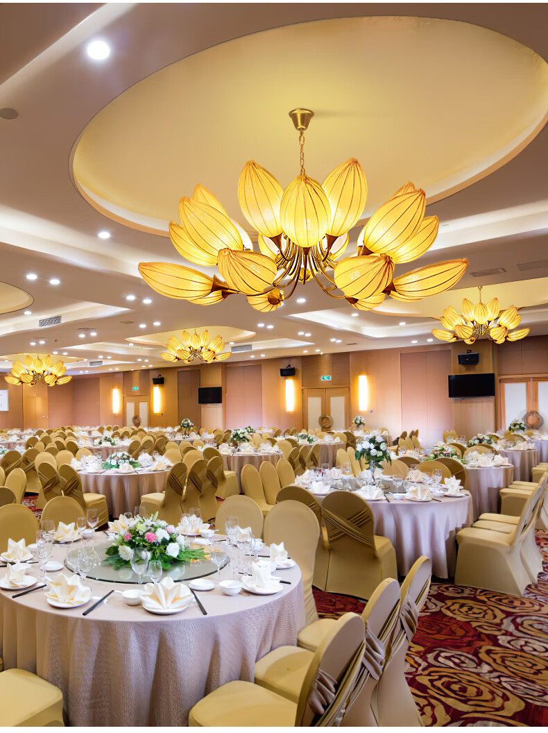 银枪莲花吊灯寺庙会所佛堂仙家供灯新中式餐厅吊灯酒店大堂宴会厅包间