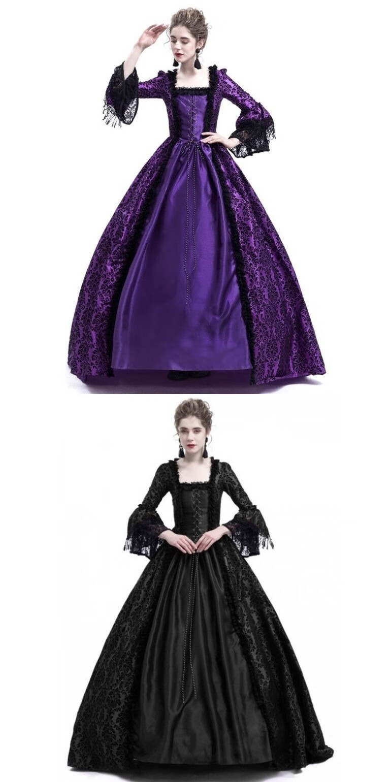 话剧演出服欧洲复古典中世纪洋装舞台演出服复古贵族晚礼服裙女高腰