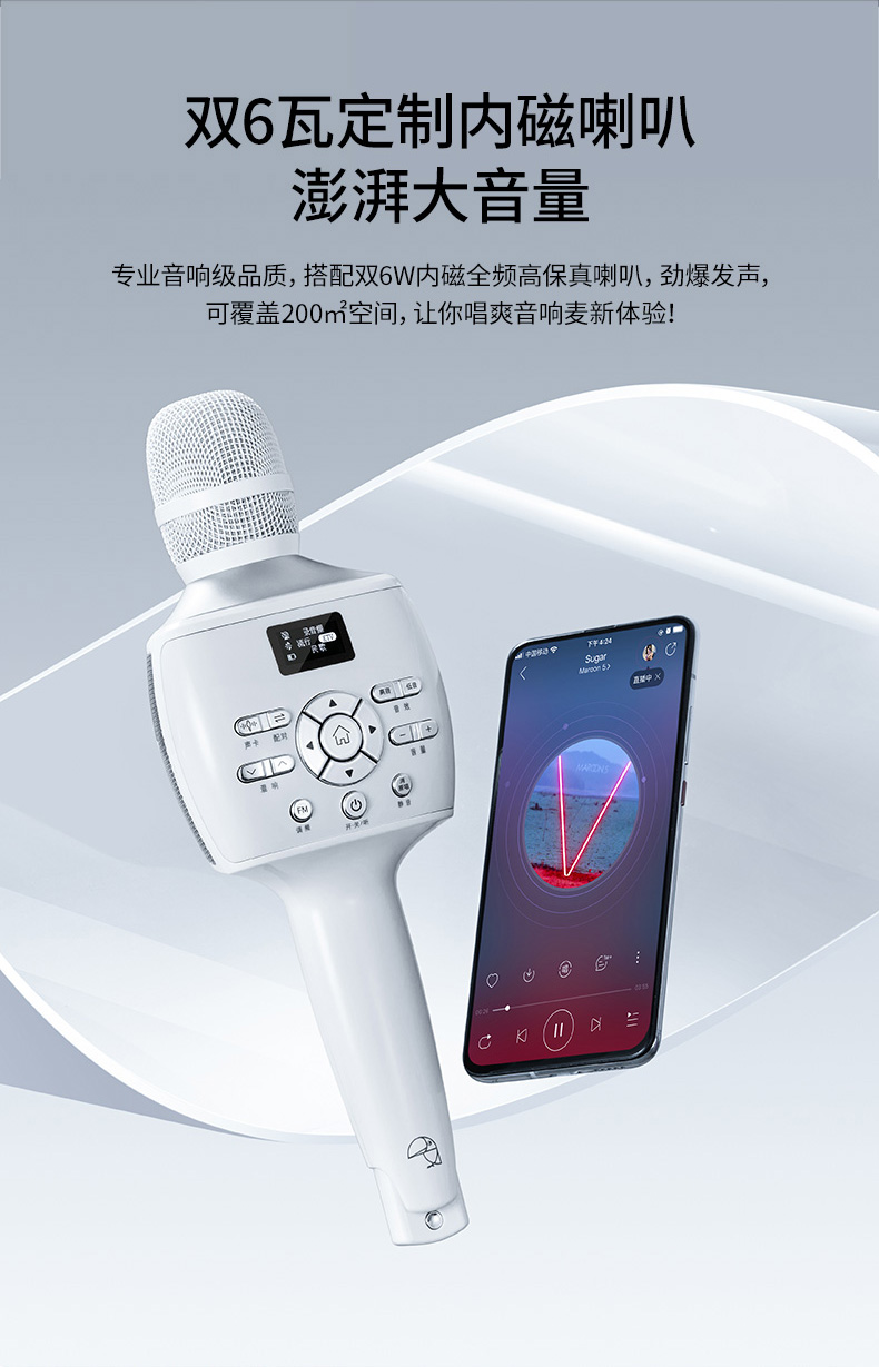 魅鸟智屏麦话筒音响一体麦克风手机无线蓝牙声卡家用全民电视k歌神器