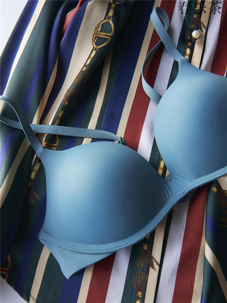 日本超细旦轻薄无钢圈舒适聚拢文胸小胸内衣女光面无痕胸罩夏季 黑色