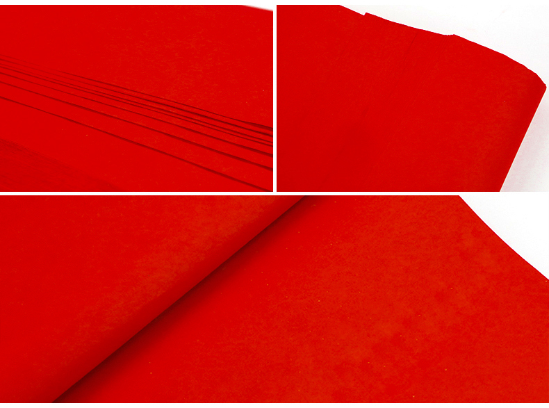 曹友泉手工四尺大红色生宣纸烫金双面红加厚洒金纸书法专用六尺整张