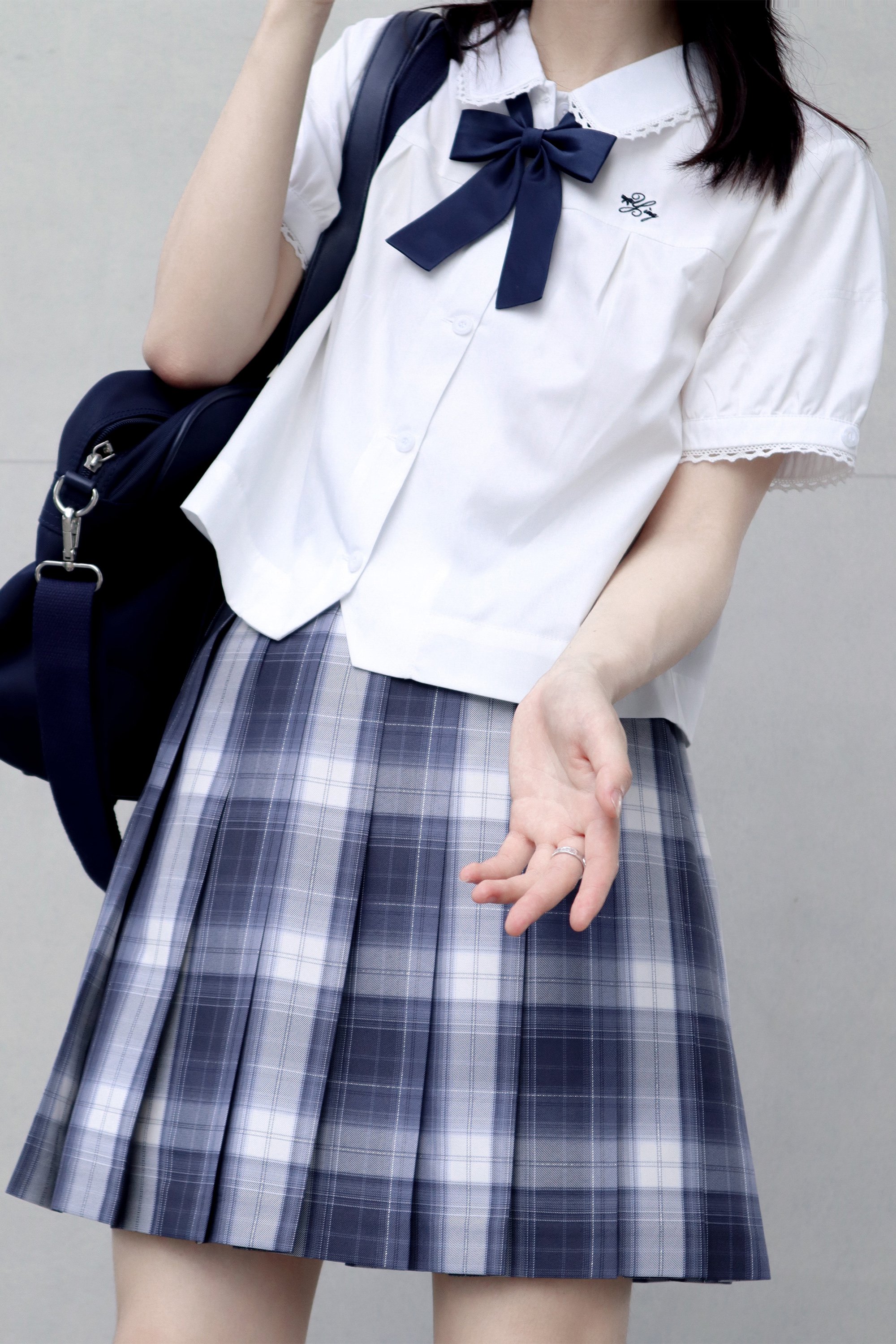 御茶家藏星入云原创jk制服银线格裙短裙春早春百搭现货48cm裙长s