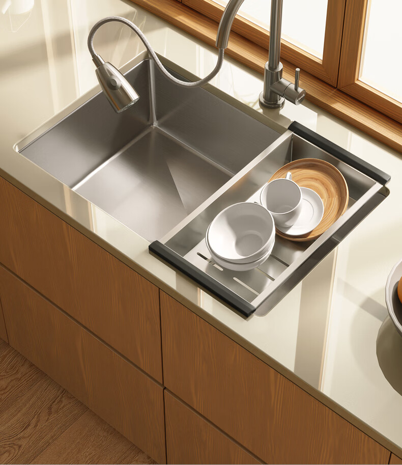 日式水槽单槽swoil出口日本304不锈钢拉丝水槽大单槽手工洗菜盆洗碗池