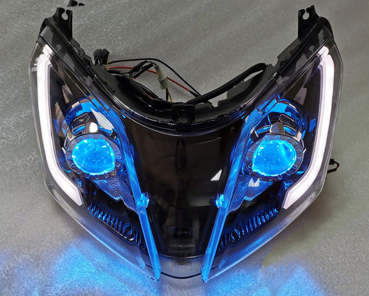 uy125摩托车改装升级 led大灯 双光透镜 鱼眼 恶魔眼 总成配件 总成装
