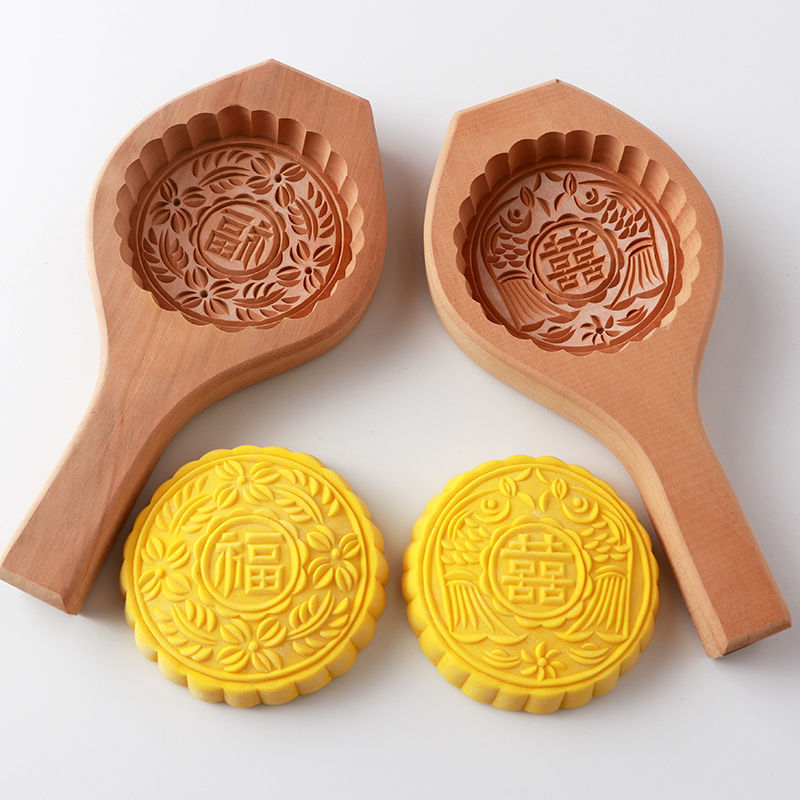 糕点模具清明果模具青团金团实木质工具模板饼印6cm10cm糕板不沾面好