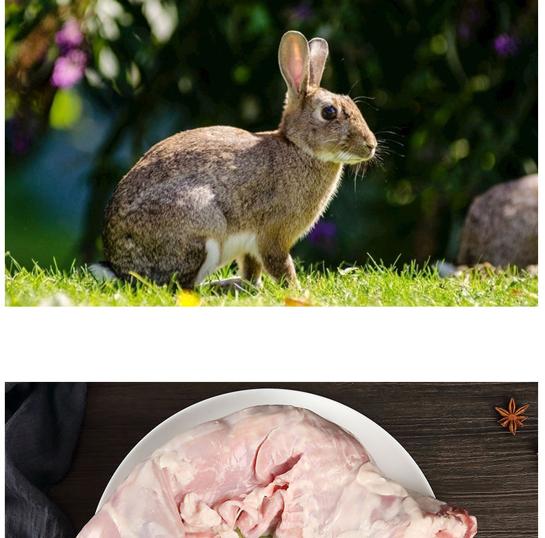 新鲜兔肉整只去头农家散养活兔现杀白条兔子肉冷冻1000克左右展志曼智