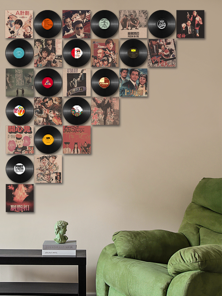 贝柚 轻奢现代老香港风复古装饰画电影装饰墙面黑胶唱片海报装饰奶茶