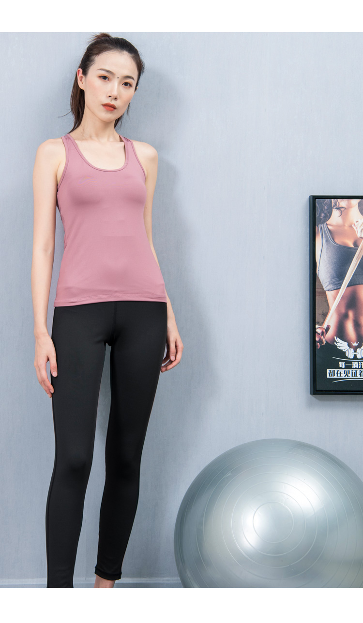 运动上衣女瑜伽背心带胸垫速干跑步健身房无袖紧身美背瑜伽服夏季纯净