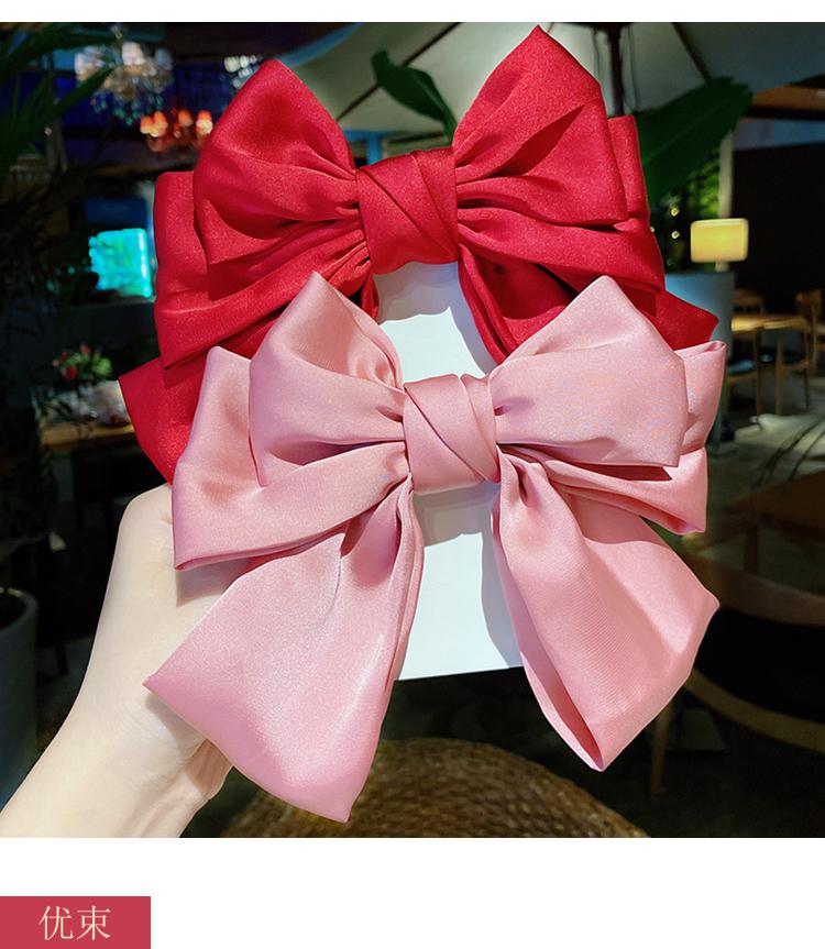 优束韩版三层大蝴蝶结发夹日系网红超仙发卡儿童酒红色夹子头饰发饰女