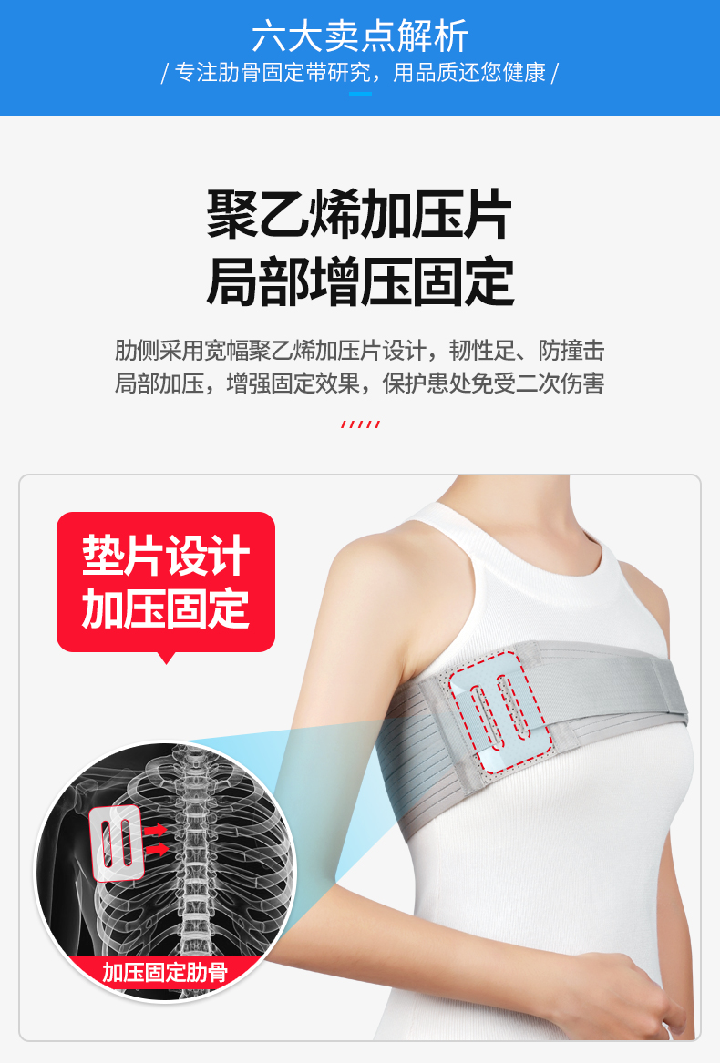 冠爱肋骨固定带护胸绑带开胸手术心脏搭桥术后康复透气带外翻 灰色