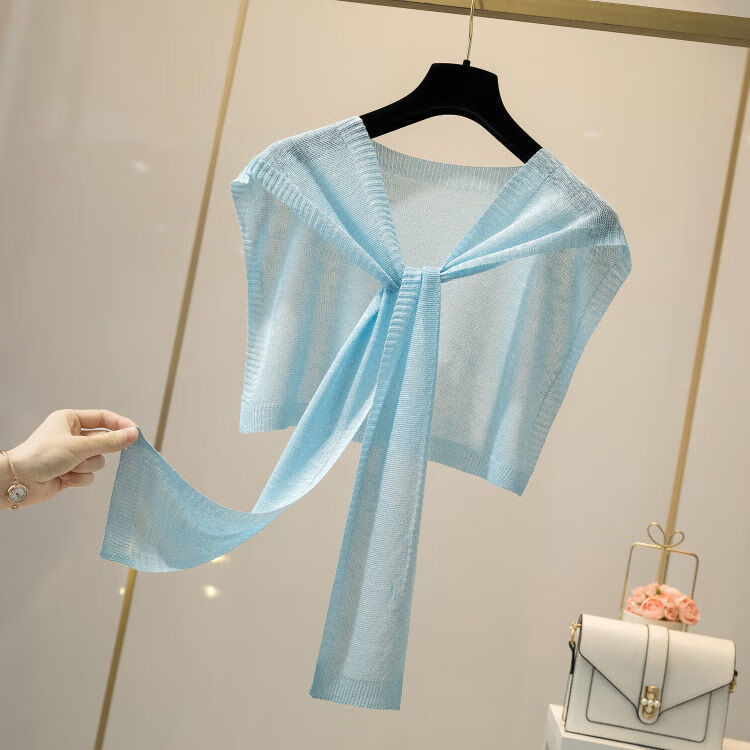 lucaly服饰配件新品披肩冰丝针织外搭晒小披肩女短款夏季薄款打结搭肩