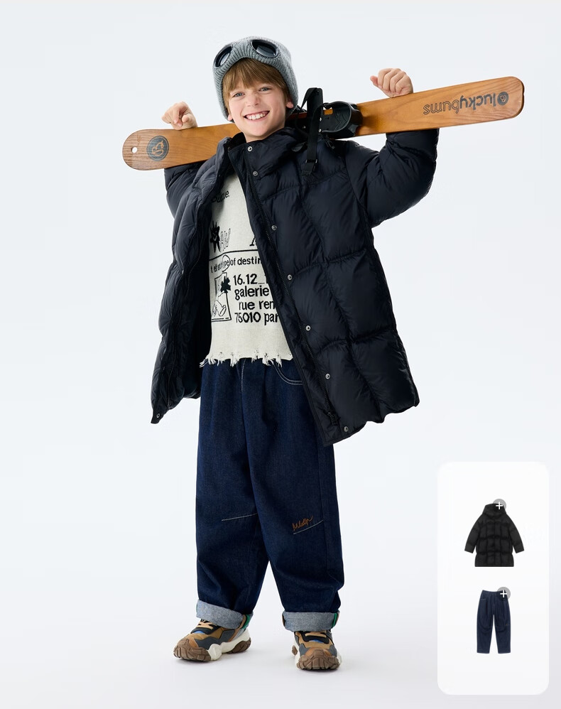 M.Latin Children's Mid-Length down Jacket, 2024 Winter New Style, Girls' down Coat, Rose Pink, 160cm 13
