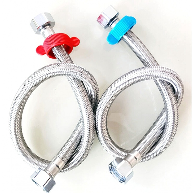 热水器马桶接水软管子高压冷热4分304不锈钢金属编织进水软管年终年终