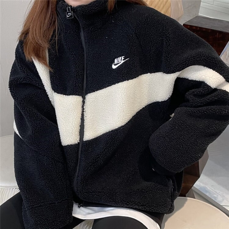 耐克nike耐克男女羊羔绒毛大勾子双面穿休闲运动棉服夹克外套bq6546