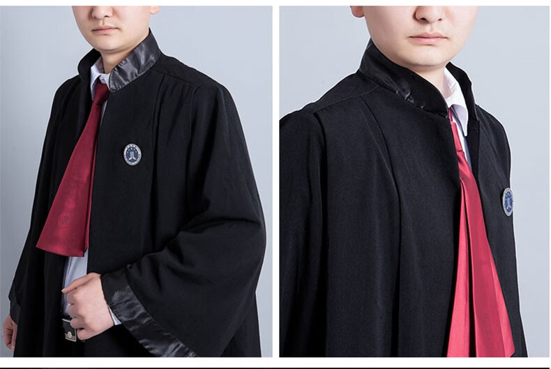 律师袍律师出庭服律协标准律师袍男女领带徽章律师袍全套七重礼黑色xs