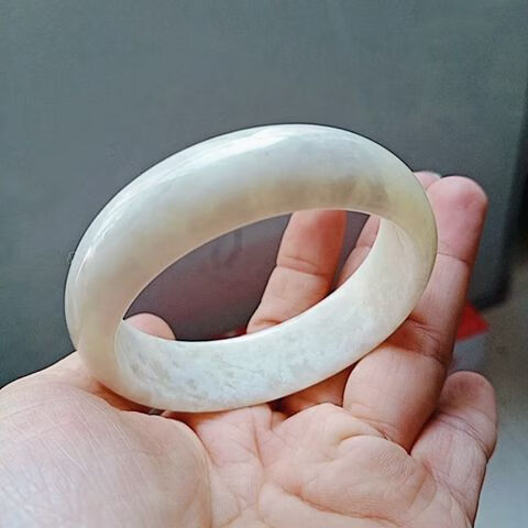 岫玉白玉手镯 小口手镯送女友老婆妈妈 54口径【图片 价格 品牌 报价