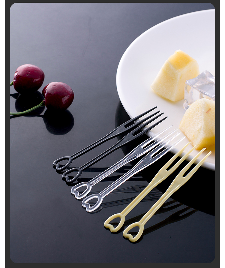 一次性水果叉塑料小叉子透明水果签点心蛋糕叉单独包装果盘叉水晶500