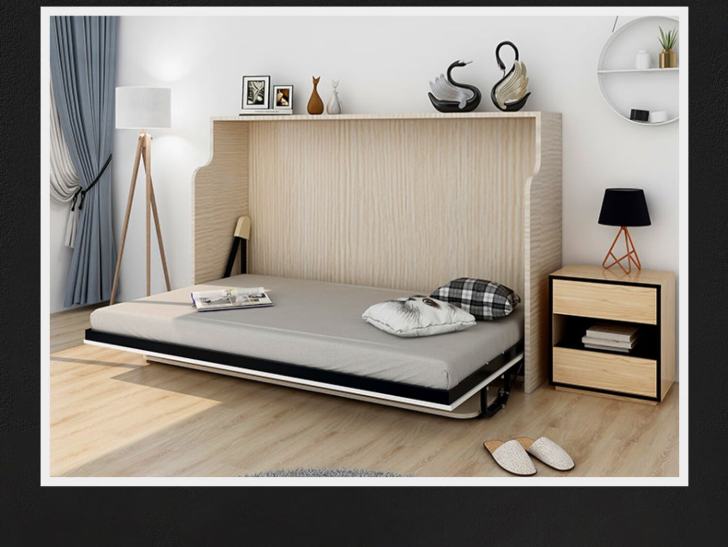 星海纳隐形床立墙式折叠床五金配件联动壁床定制正翻侧翻床板床自动