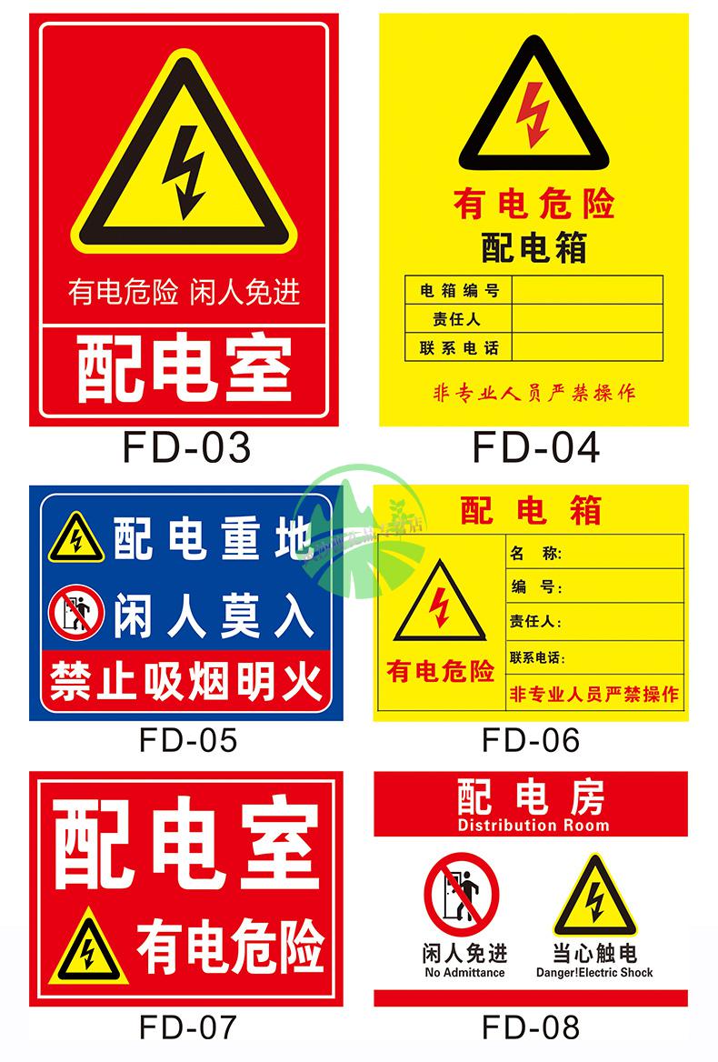 唯诚配电箱责任人小心当心触电安全标识牌pvc警示标志配电室提示牌非