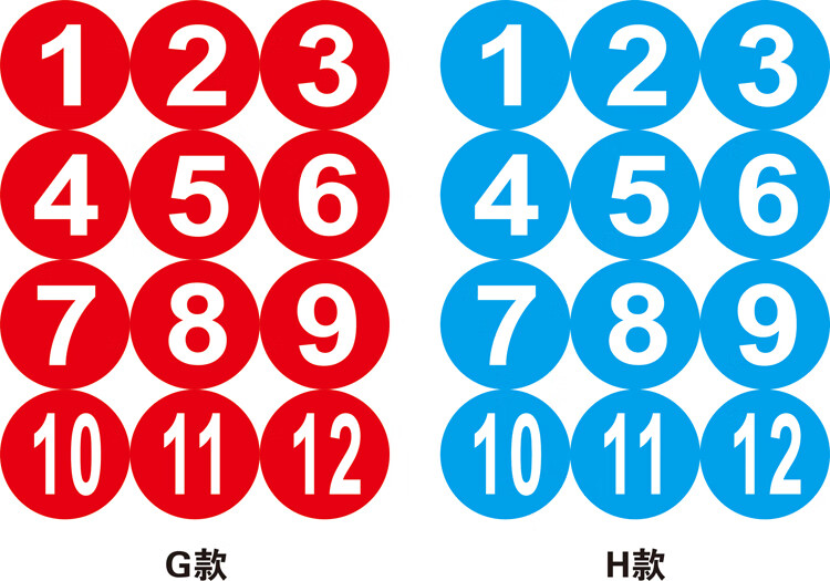 9cm彩色圆形不干胶数字贴纸防水号码贴选手参赛号标签贴纸印刷礼品 1