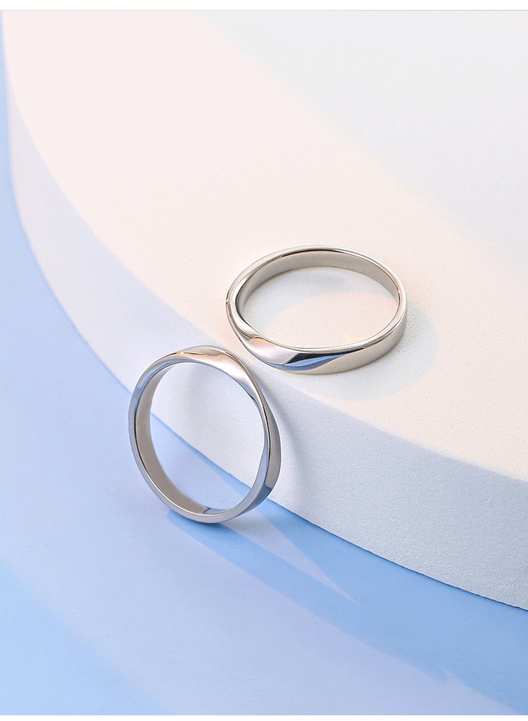 莫比乌斯戒指闭口指环男女钛稀有金属小众设计素圈情侣对戒刻字 【钛
