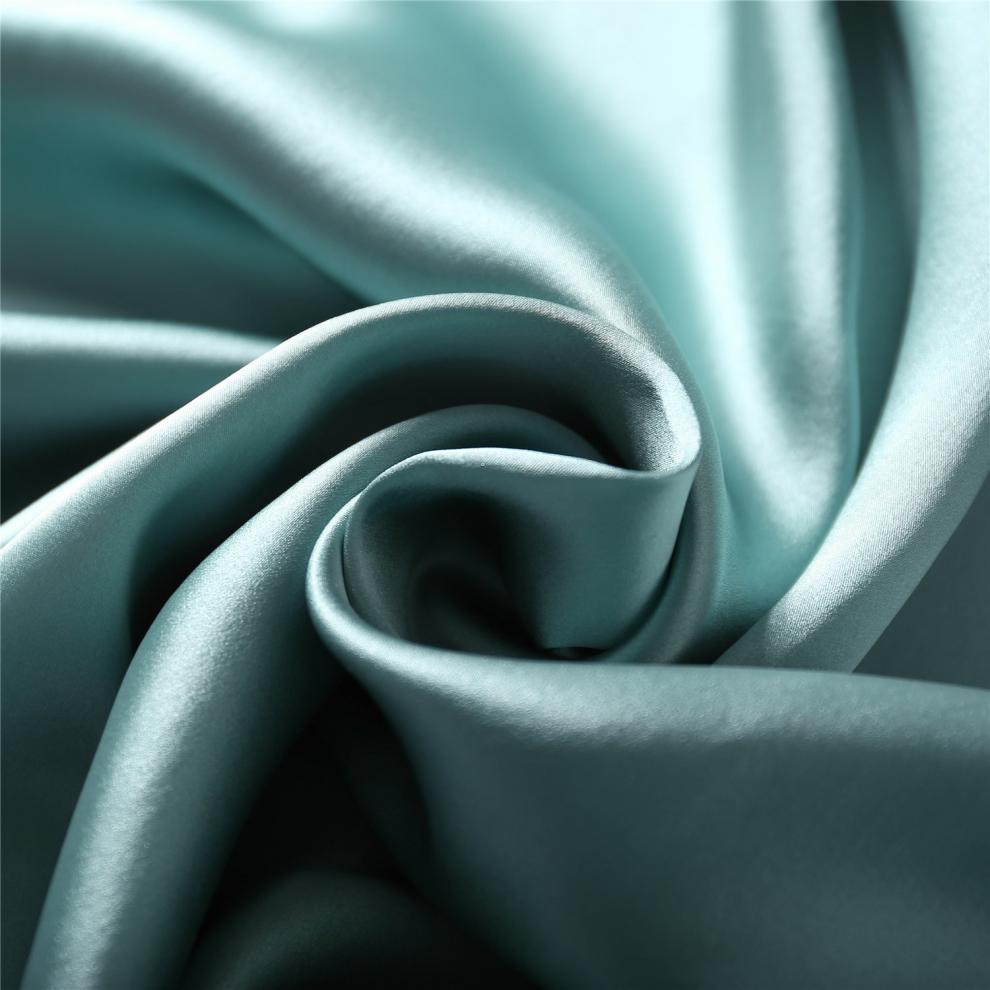 吊带打底裙中长款桑蚕丝裙v领内搭长裙素绉缎裙名媛夏季女纯色 雾霾蓝