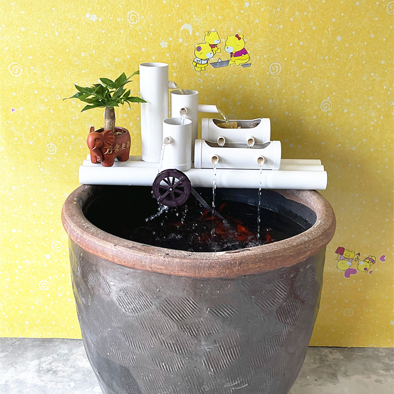 不用电的鱼缸流水器 圆鱼缸过滤器家用水缸三合一净水养鱼循环瀑布吸