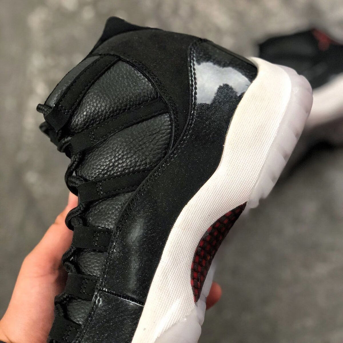 uosu【莆田纯原】aj11 大魔王 黑白高帮男女篮球鞋 378037-002 黑白大