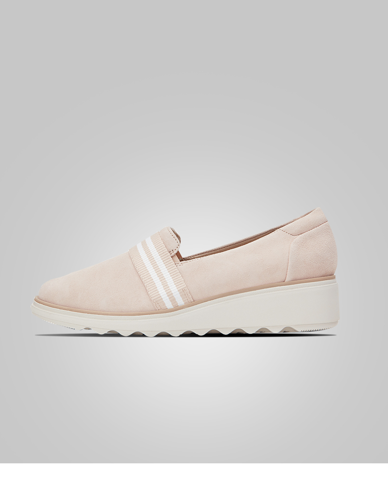 clarks其乐女鞋2020春新款sharon bay英伦休闲厚底坡跟松糕鞋女 黑色