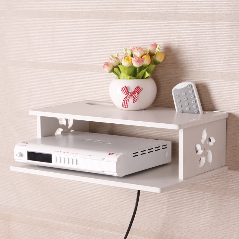 电视机顶盒置物架墙上免打孔客厅路由器收纳盒电视墙壁装饰挂简约现代