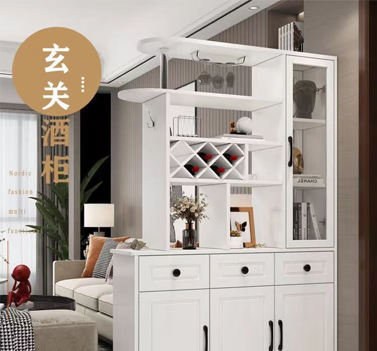 杜裕惟（DUYUWEI）鞋柜酒柜一体 入门柜双面客厅玄关柜隔断柜进门鞋柜一体双面间厅酒柜简约屏风装饰 胡桃色长100*34*200 送货安装