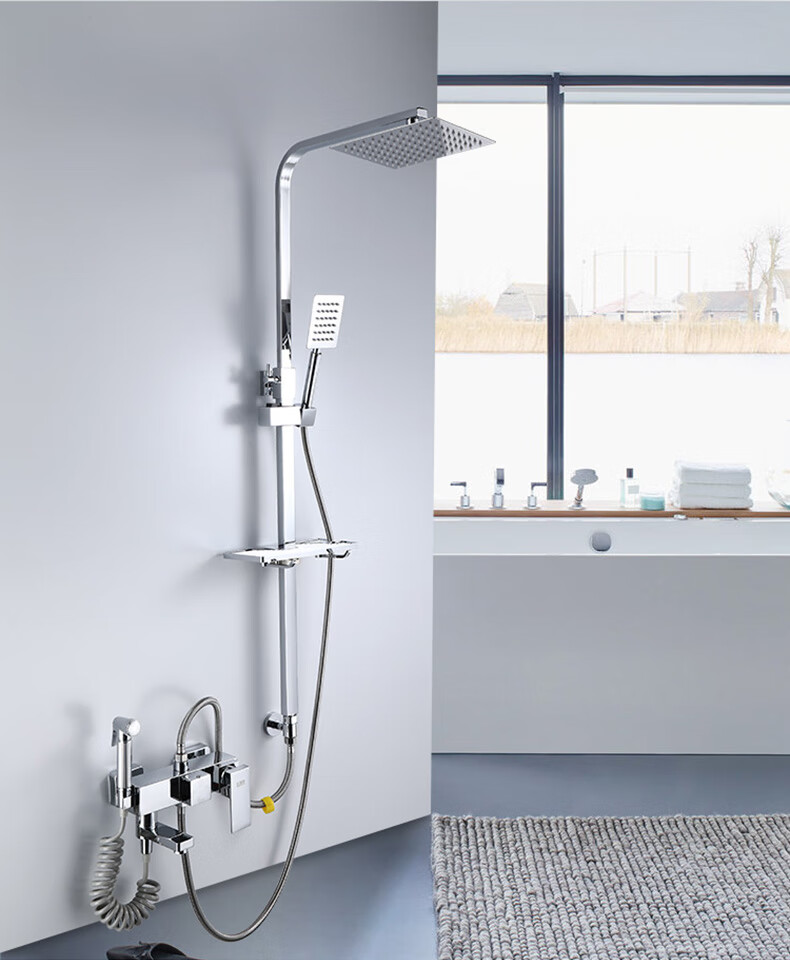 分体式淋浴花洒套装全铜冷热水龙头分离式活动浴室淋雨喷头沐浴器方体