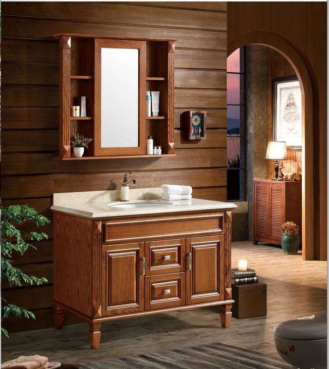 心海伽蓝kl820549美式实木浴室柜组合落地红橡木中式卫浴柜手盆柜 1.