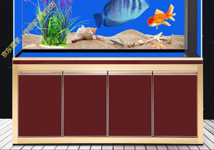 加厚鱼缸背景纸双面蓝色玻璃贴膜透光不透明防刮防水耐磨底部贴纸可狄