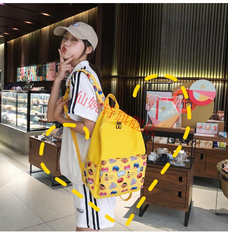 2022新款泫雅风双肩包书包女ins风泫雅校园韩版高中原宿ulzzang芝麻街