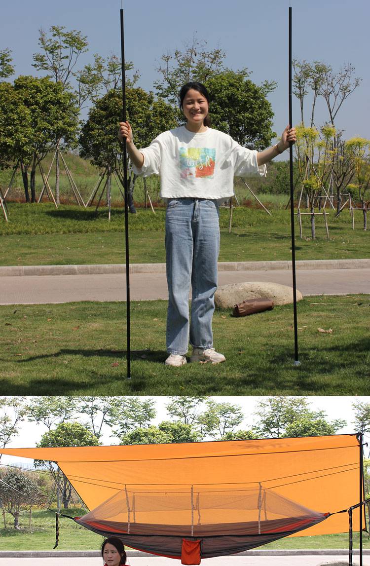 户外天幕支撑杆室外野营帐篷铁质支架配件加厚伸缩可折叠露营杆架