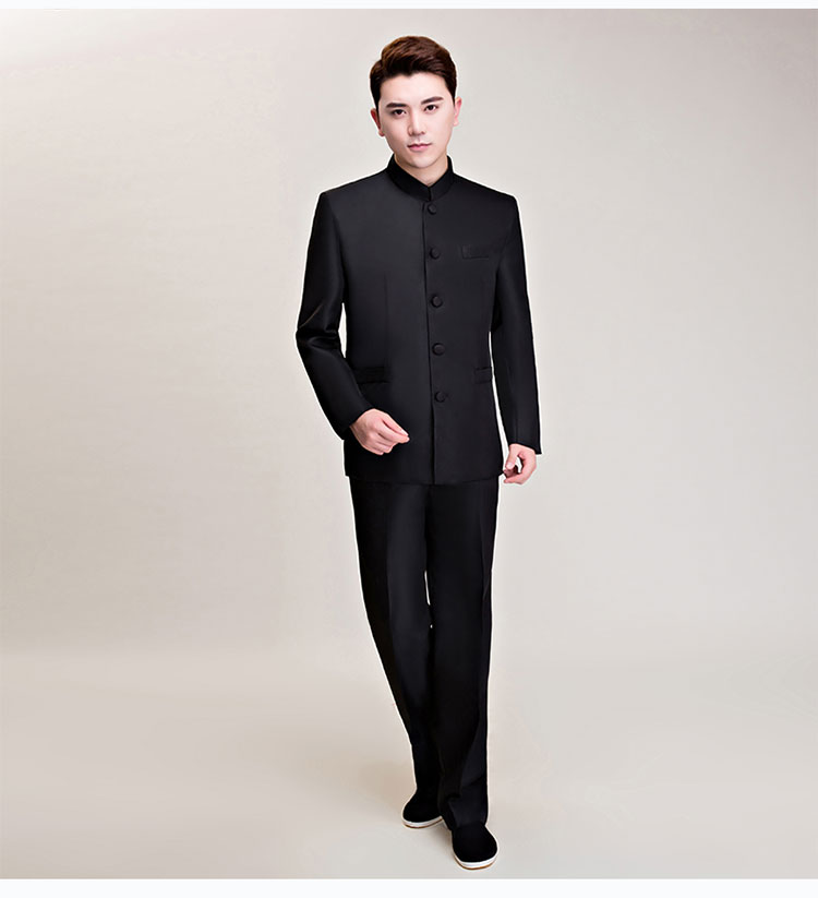 中山服装男青年民国校服社会黑中山装男学生五四大合唱服装演出民国风