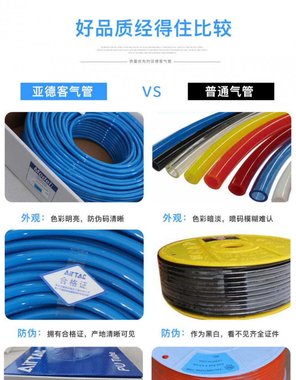 亚德客气动pu气管透明tpu高压空压机软管4/6/8/10