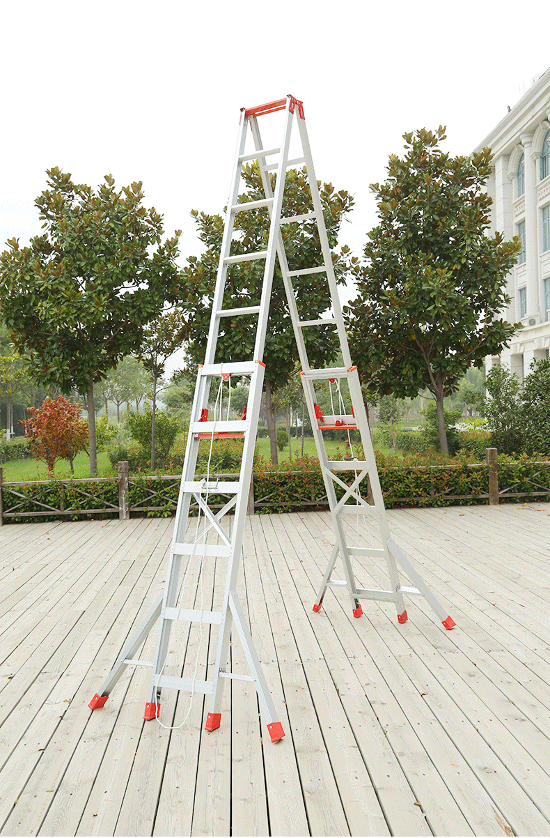伸缩加厚铝合金人字升降梯家用折叠楼梯工程梯双面抽拉伸缩铝合金梯子