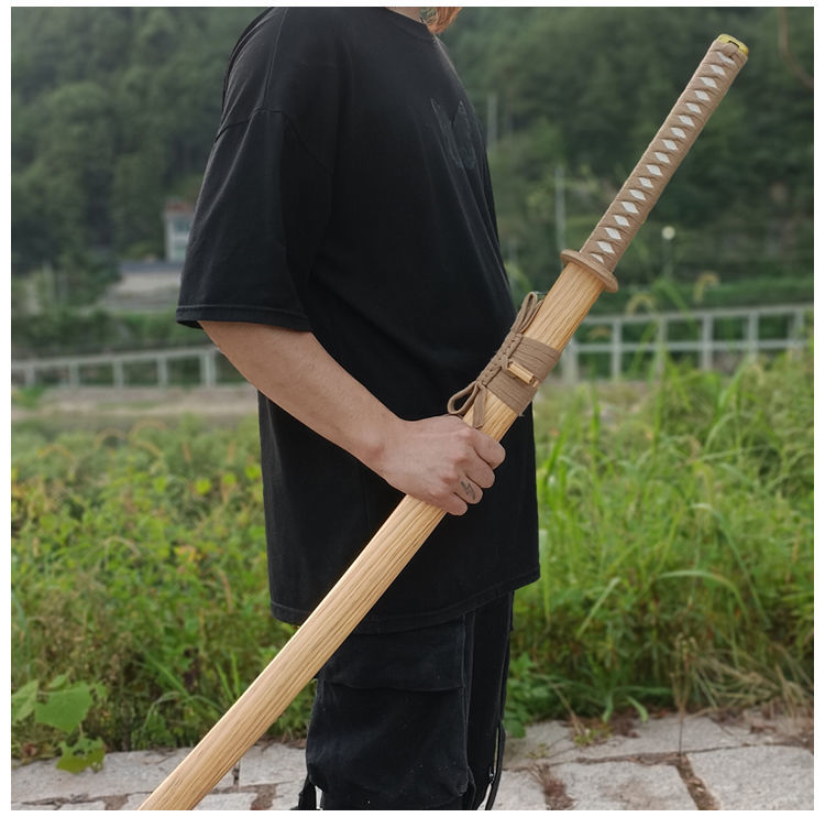 曼影(manying)唐1直刀木质长款 刀鞘木刀木质武士刃唐1横刀竹刀练习