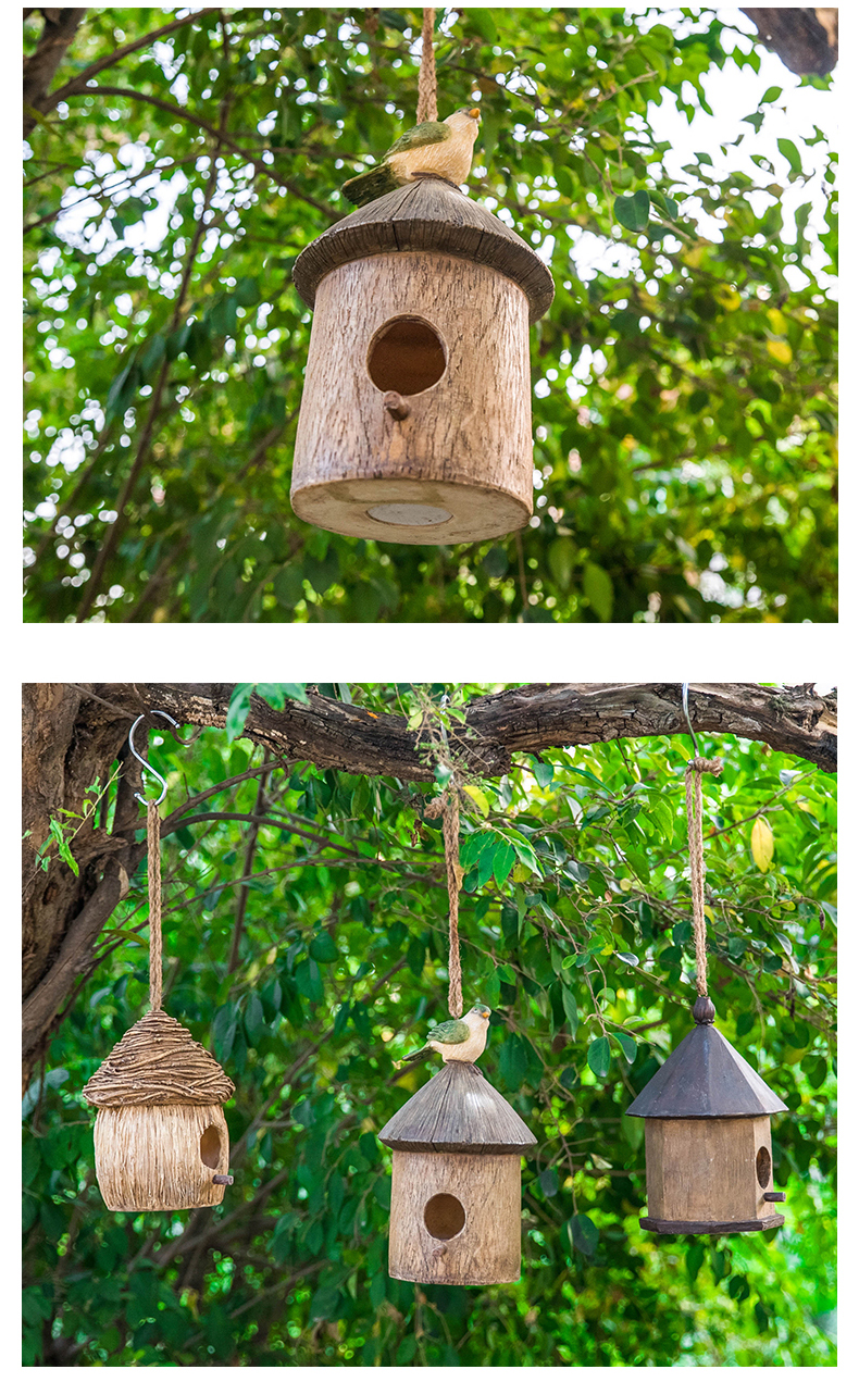 户外花园装饰 庭院 院子阳台装饰 创意 园艺仿真鸟窝树上装饰挂件 款1