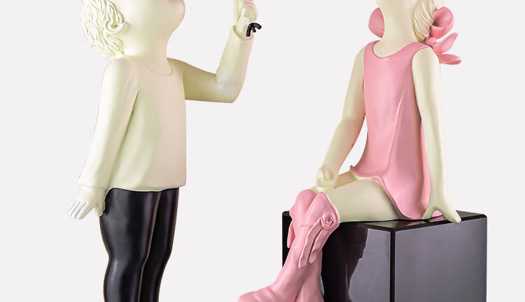 缤缘坊现代轻奢吹泡泡女孩摆件气球男孩雕塑创意家居饰品客厅玄关电视