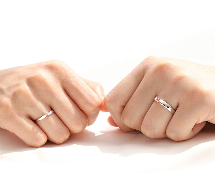 爱情侣对戒莫比乌斯环男女戒指时尚个性礼物925银无限戒指男女2只价