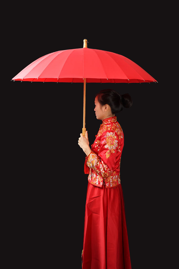 新品红伞结婚yq艺术伞复古风婚礼中式结婚用的红伞结婚新娘伞陪嫁接亲