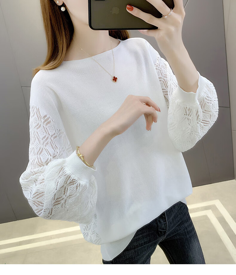 风晓薇蝙蝠衫女夏季蝙蝠衫七分袖冰丝薄款针织衫时尚2022套头上衣外穿